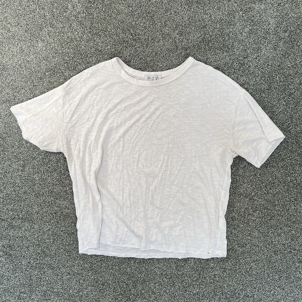 Sofia Jeans by Sofia Vergara Women's Small White Slub Knit Relaxed T Shirt